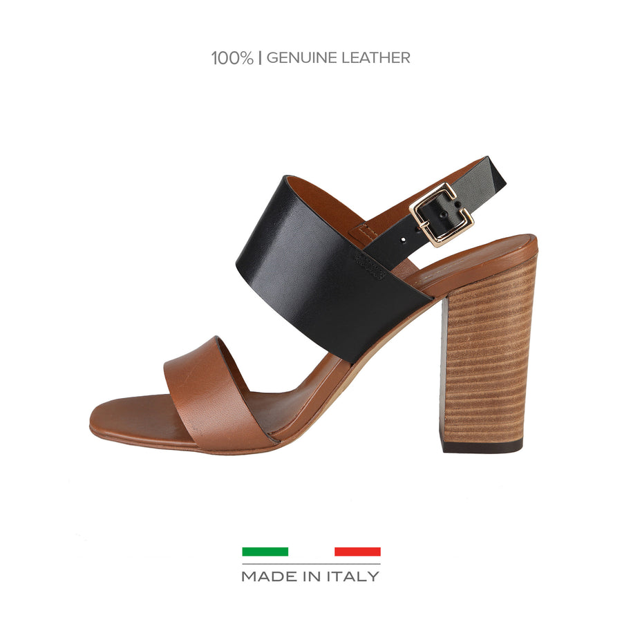 Made in Italy Manuela Sandals - Brown-Black - Brands Connoisseur